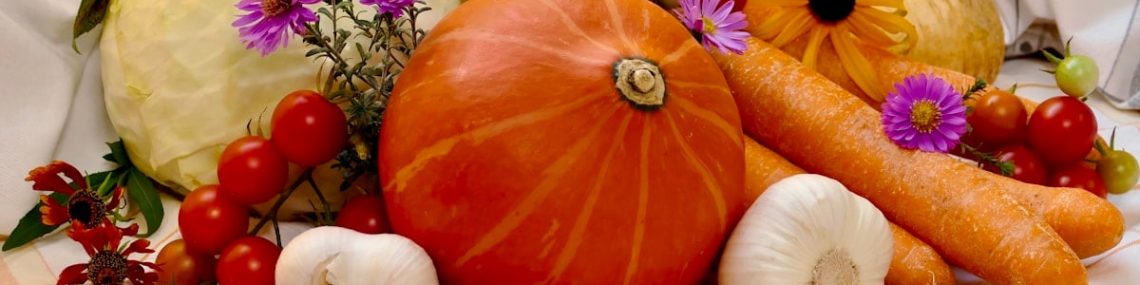 Harvest time - vegetables and the last flowers
